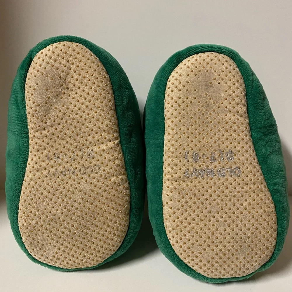 Dinosaur Slippers Green Plush Old Navy Toddler S 7-8 House Shoes Embroidered Eye